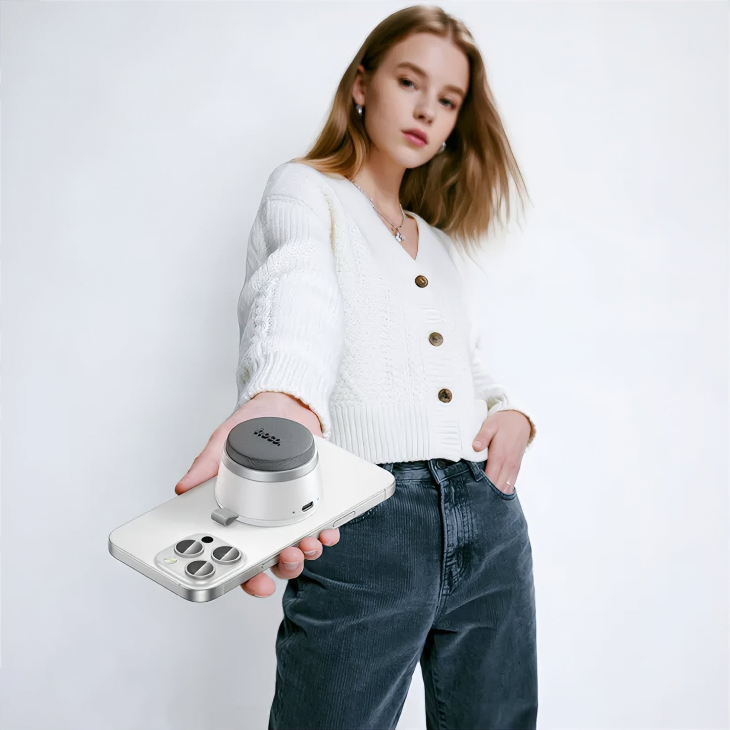 Cassa Portatile Bluetooth HOCO HC43 Mini Magnetica, 8W, TWS, Bianca