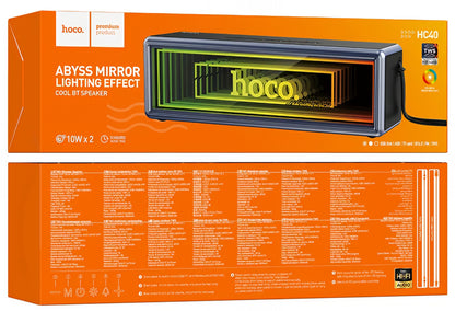 Cassa Portatile Bluetooth HOCO HC40, 2 x 10W, TWS, RGB, Nera
