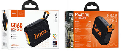 Tragbarer Bluetooth-Lautsprecher HOCO HC31, 10W, TWS, RGB, wasserdicht, Schwarz