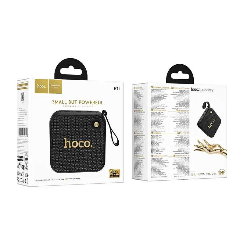 Altoparlante Portatile Bluetooth HOCO HT1, 8W, TWS, Nero