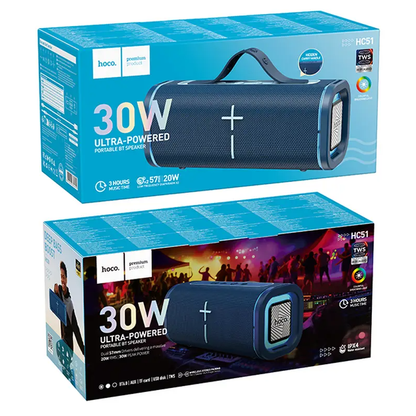 Enceinte Bluetooth Portable HOCO HC51, 30W, TWS, RGB, Bleue