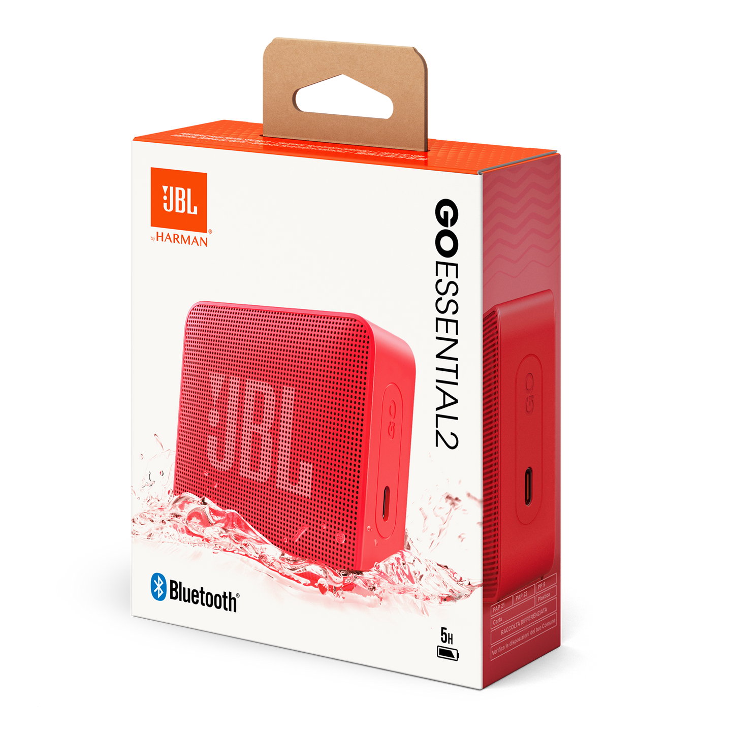 Enceinte Portable Bluetooth JBL Go Essential 2, 3.1W, Pro Sound, Étanche, Rouge JBLGOES2REDCN