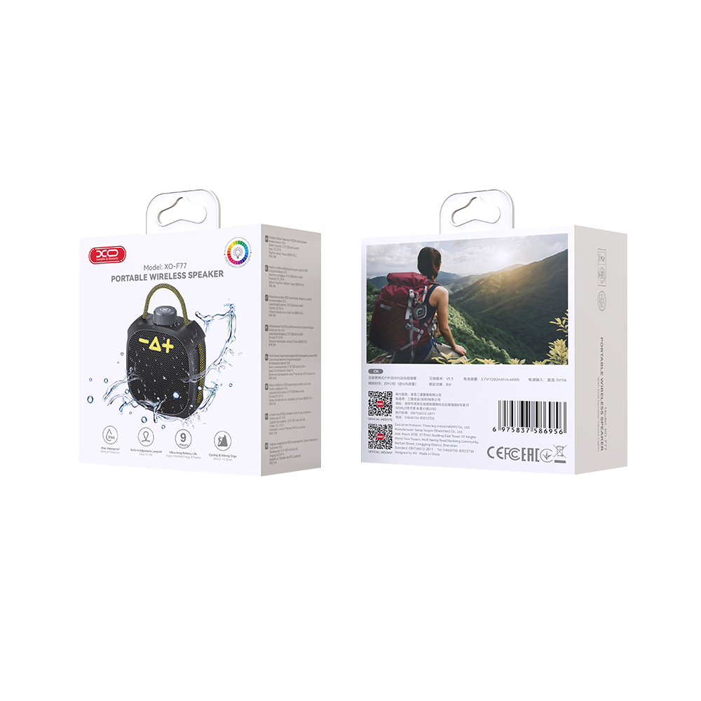 Cassa Portatile Bluetooth XO Design F77, TWS, RGB, Impermeabile, Nera