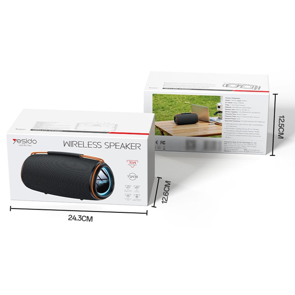 Cassa Portatile Bluetooth Yesido YSW38, 30W, TWS, RGB, Nera