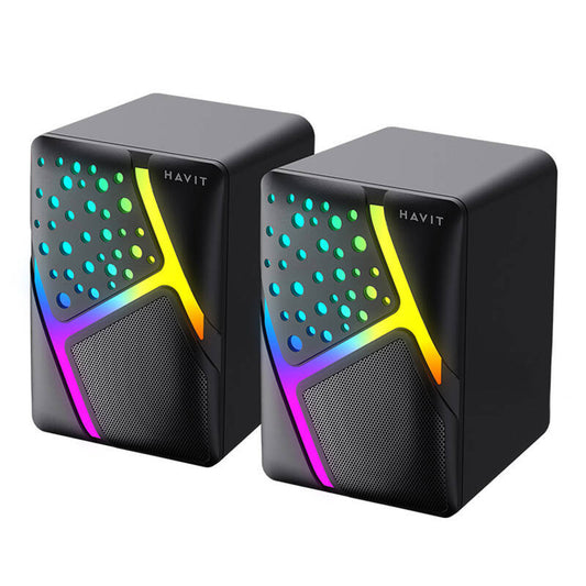 Enceintes Gaming HAVIT SK763, 2 x 3W, RGB, USB-A, Noires