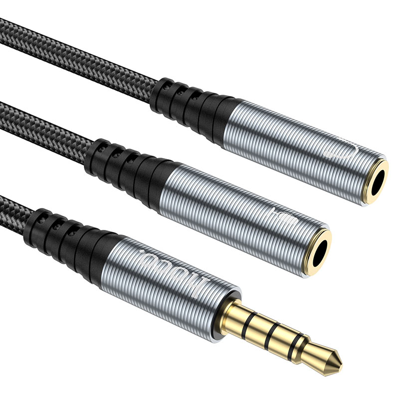 Audioadapter 3,5mm - 2 x 3,5mm HOCO UPA21-2, 0,25m, Schwarz