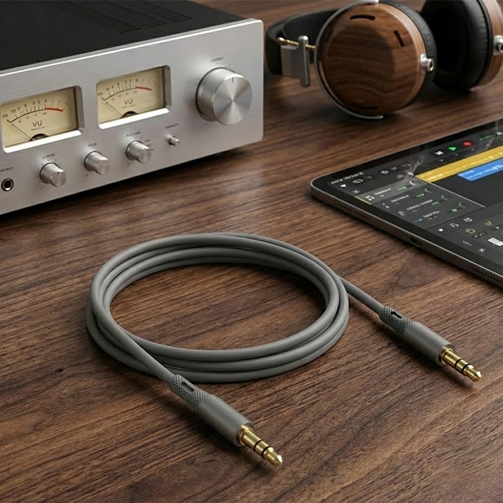 Câble Audio 3.5mm - 3.5mm Techsuit AC3 SoundFlex, 1m, Gris