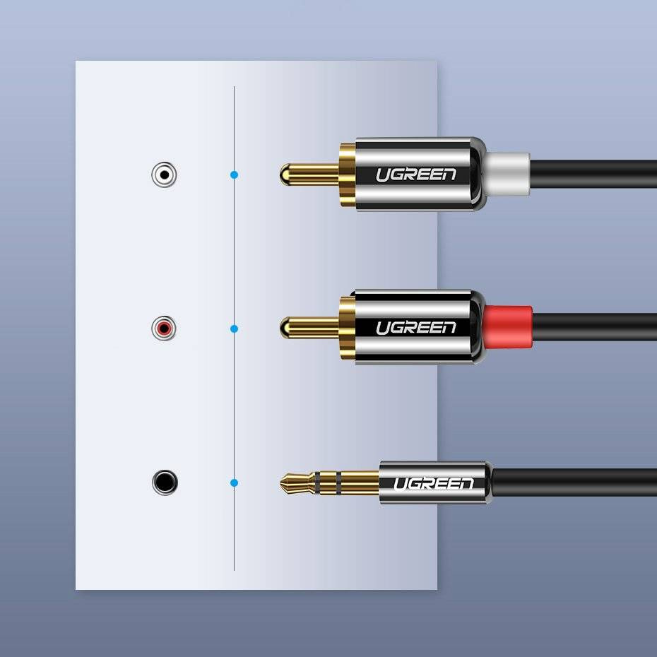 Câble Audio 3.5mm - 2 x RCA UGREEN AV116, 2m, Noir