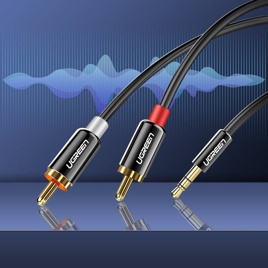 Câble Audio 3.5mm - 2 x RCA UGREEN AV116, 2m, Noir