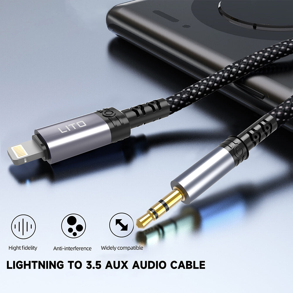 Câble Audio Lightning - 3.5mm Lito LA01L, 1m, Noir