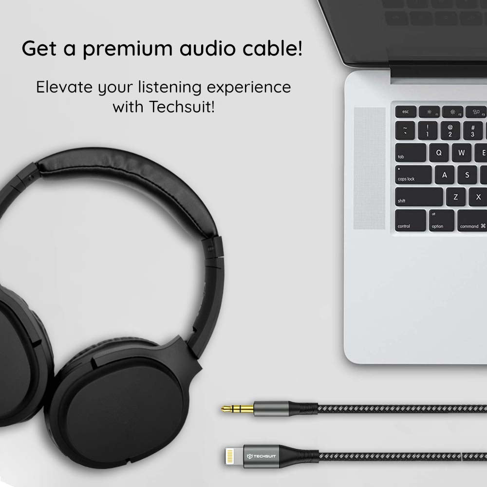 Cavo Audio Lightning - 3.5mm Techsuit AC17 NexaSound, 1m, Grigio