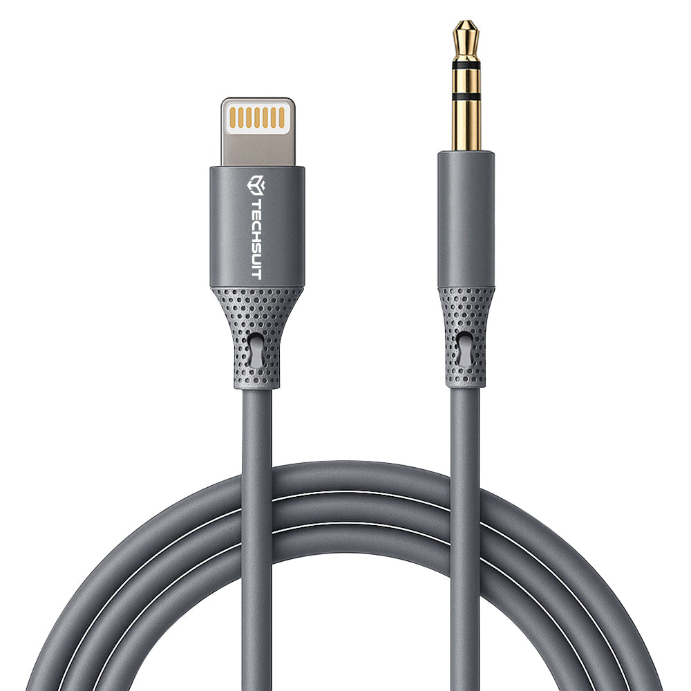 Cavo Audio Lightning - 3.5mm Techsuit AC5 SoundFlex, 1m, Grigio