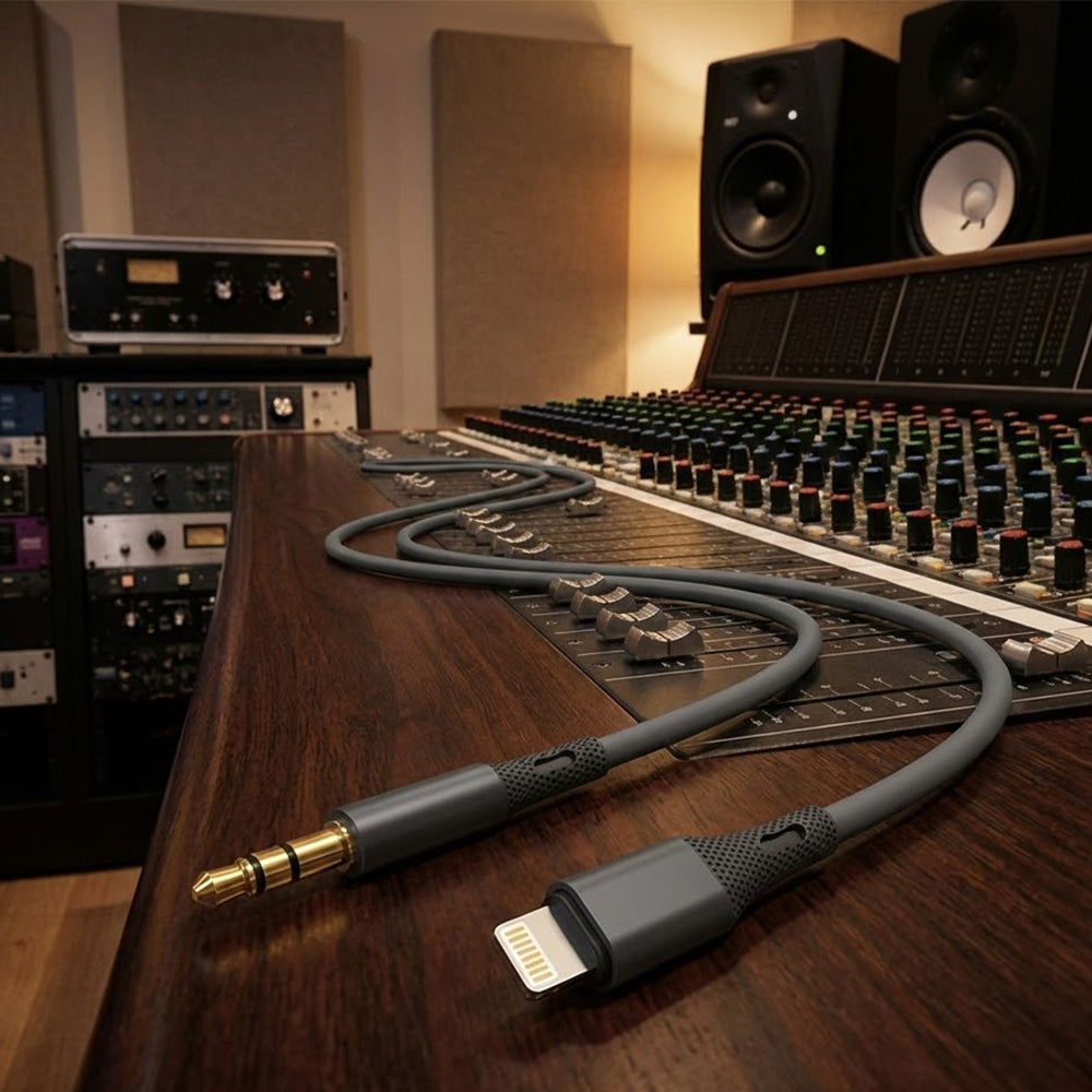 Cavo Audio Lightning - 3.5mm Techsuit AC5 SoundFlex, 1m, Grigio
