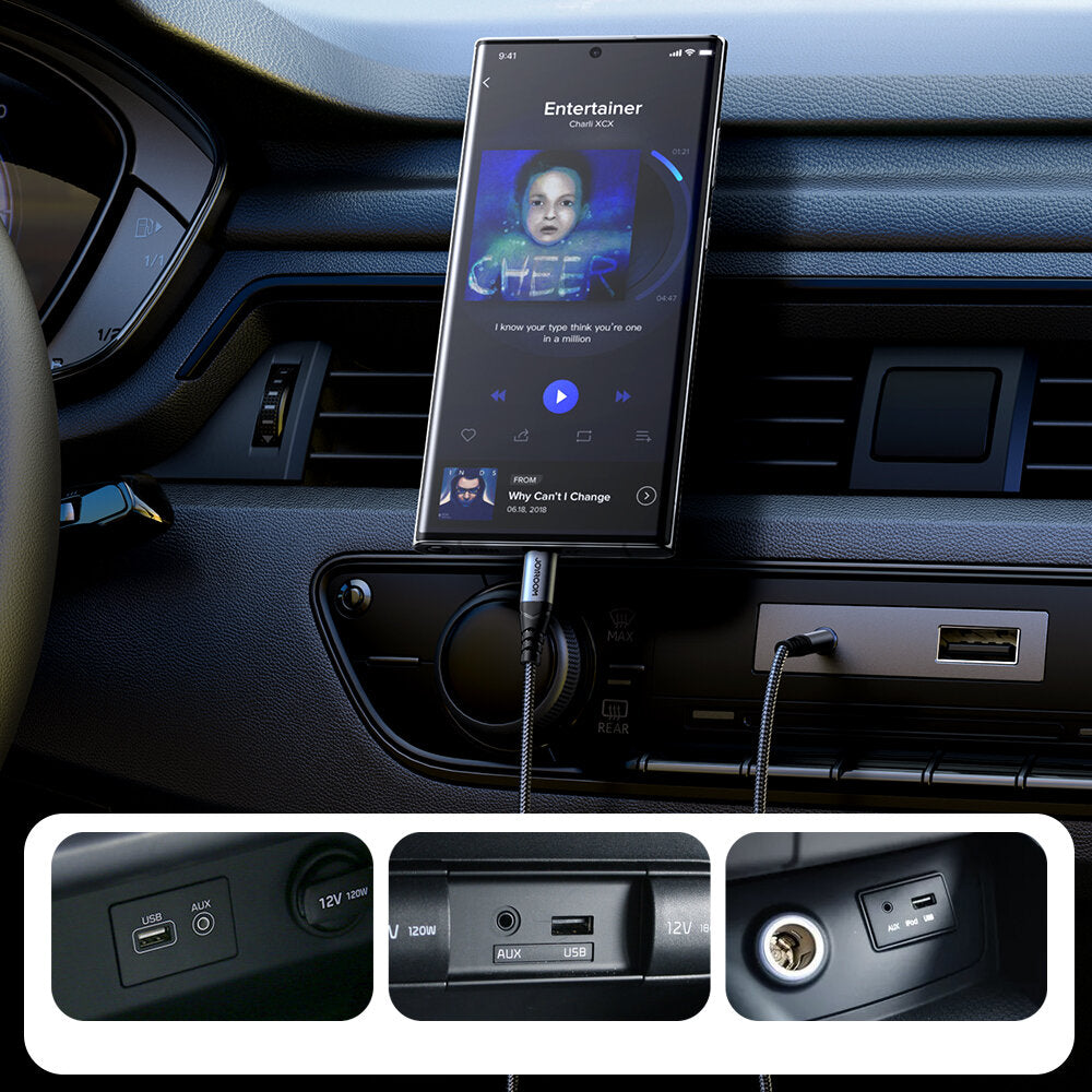 Audio-Kabel USB-C - 3,5mm Joyroom SY-A07, 1,2m, Schwarz