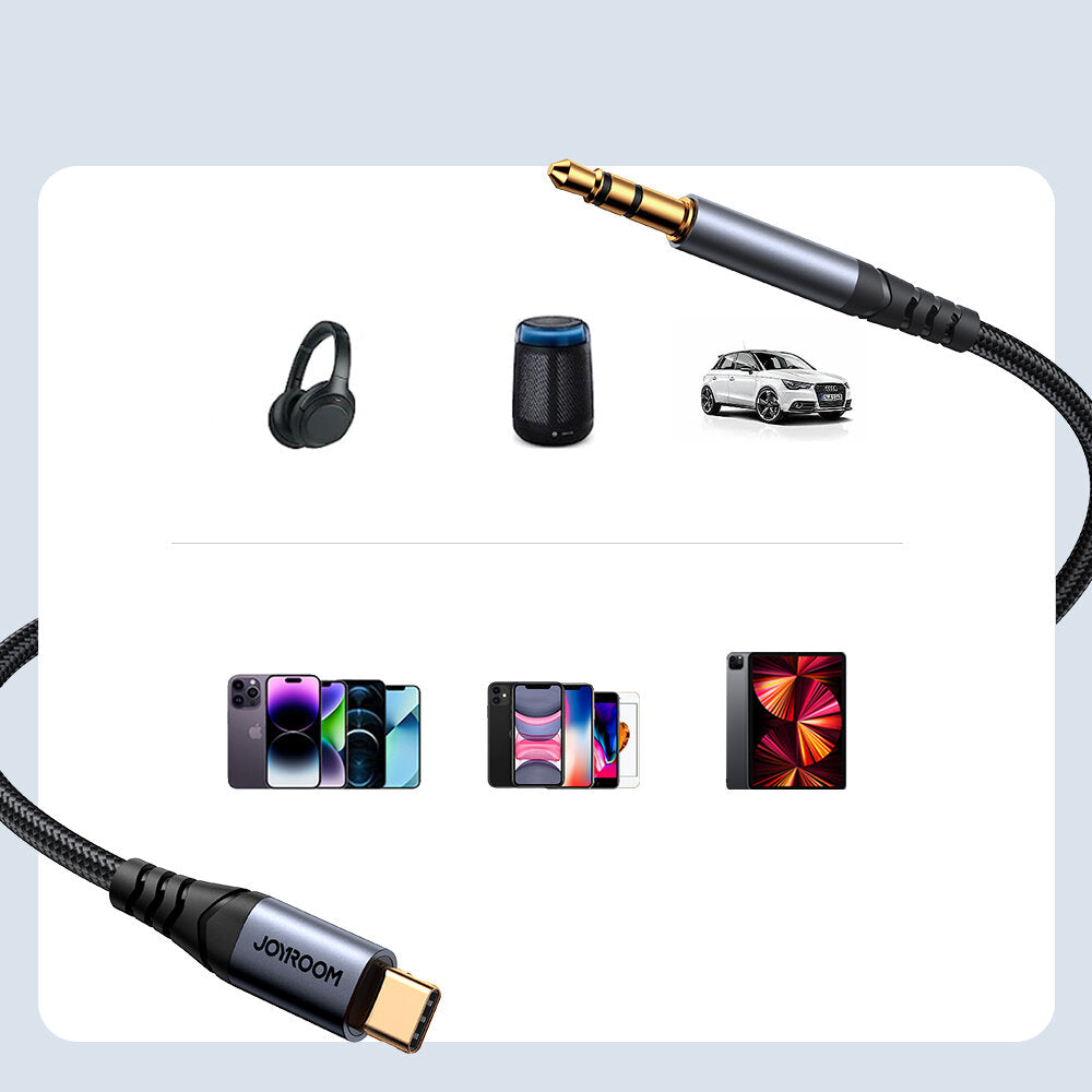 Audio-Kabel USB-C - 3,5mm Joyroom SY-A07, 1,2m, Schwarz