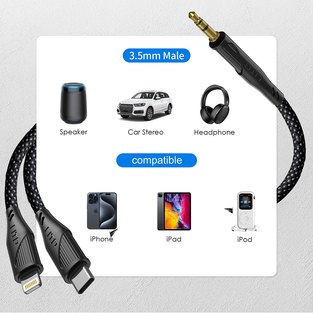 Cavo Audio USB-C - 3.5mm Lito LA02, 1m, Nero