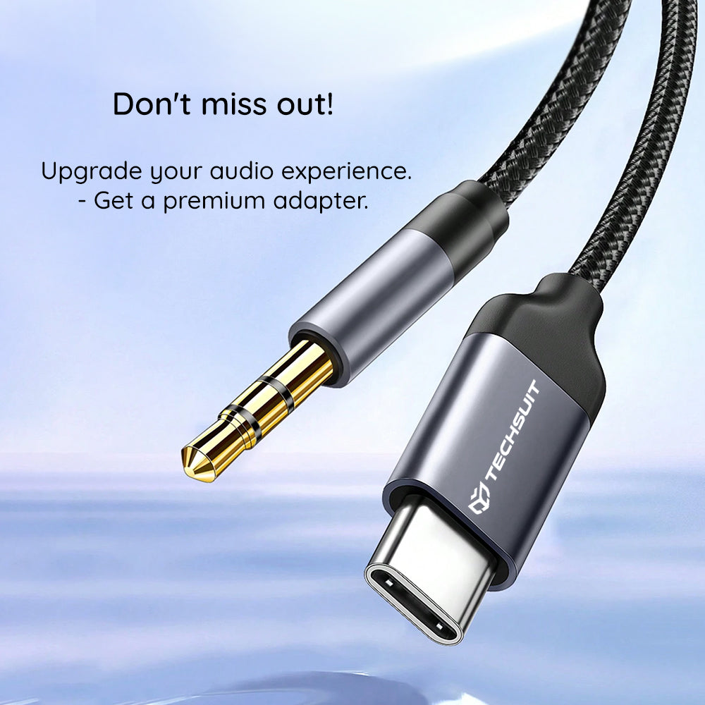 Audio-Kabel USB-C - 3,5mm Techsuit AC11 FuseXound, 0,5m, Grau