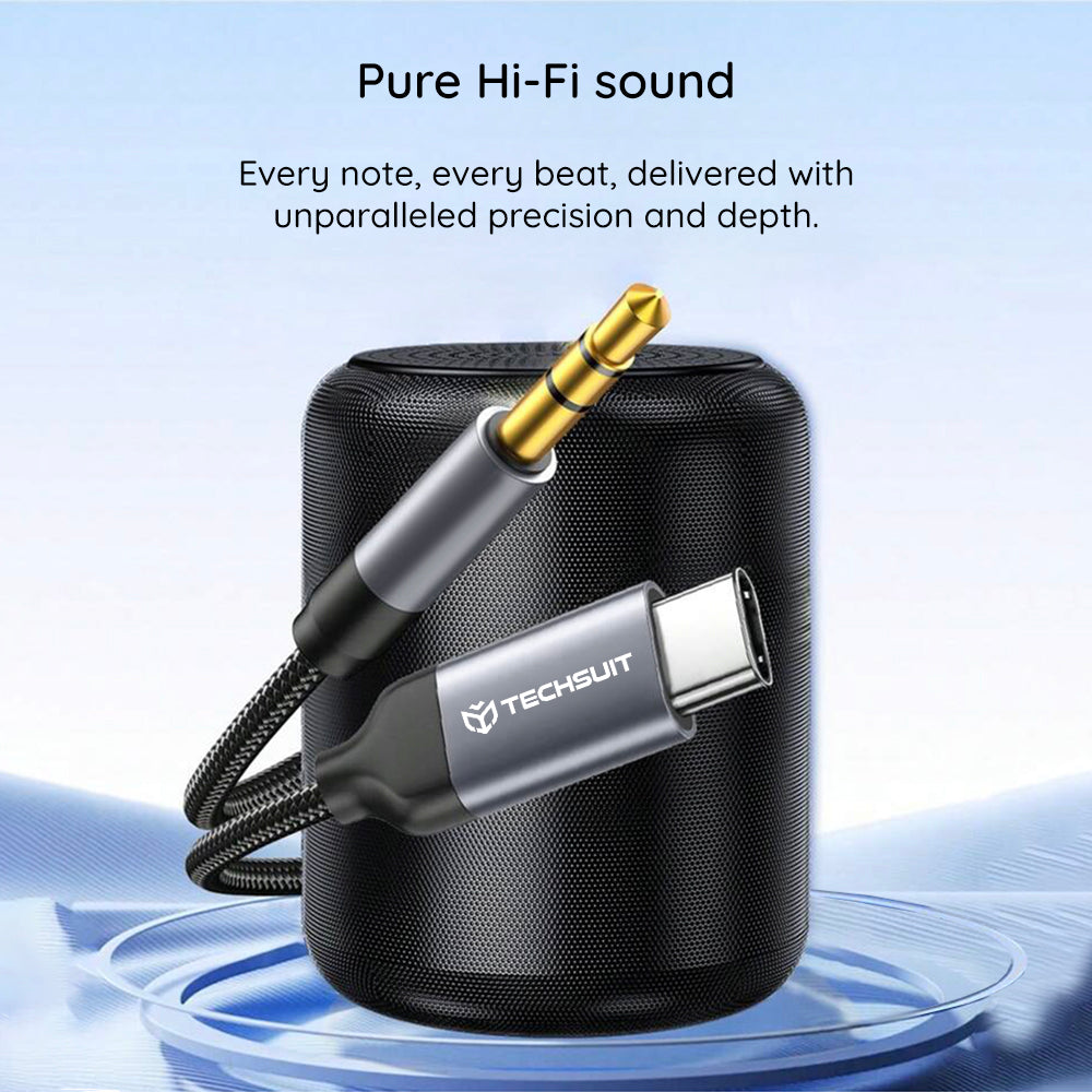 Audio-Kabel USB-C - 3,5mm Techsuit AC11 FuseXound, 0,5m, Grau