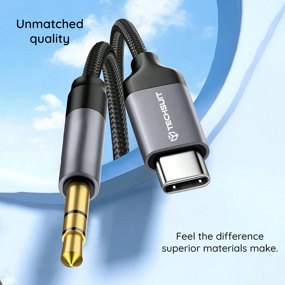 Audio-Kabel USB-C - 3,5mm Techsuit AC11 FuseXound, 0,5m, Grau