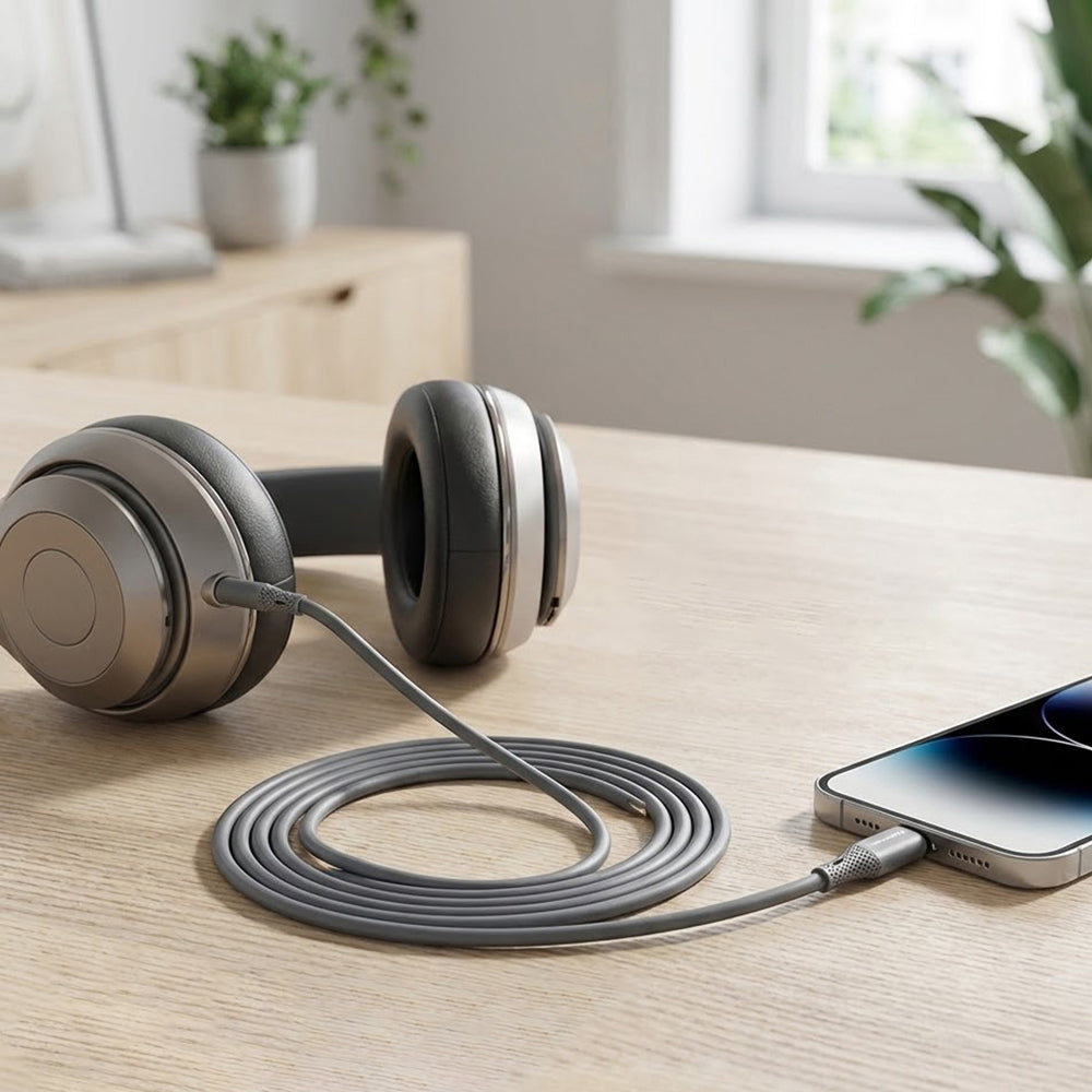 Câble Audio USB-C - 3.5mm Techsuit AC4 SoundFlex, 1m, Gris