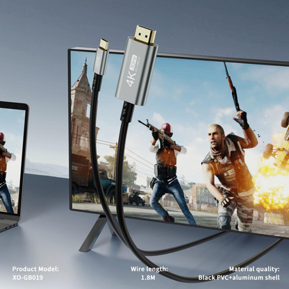 Câble Audio et Vidéo USB-C - HDMI XO Design GB019, 1.8m, Noir