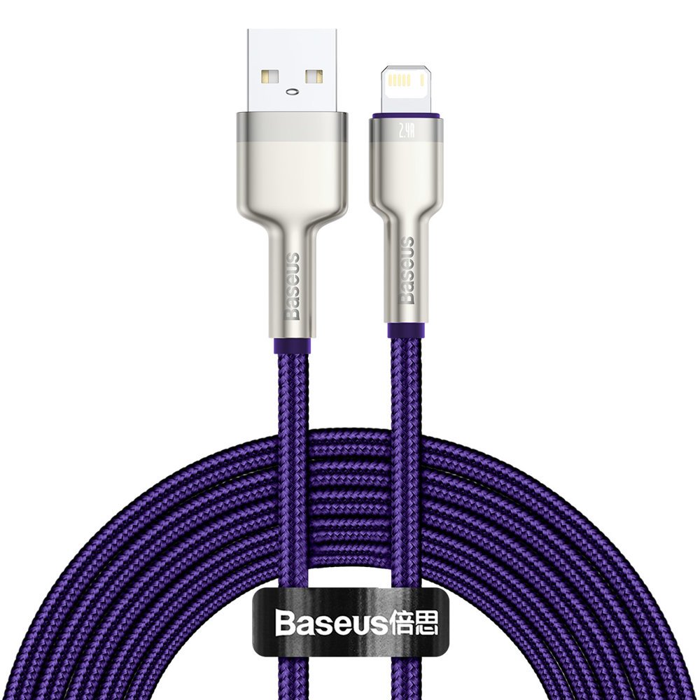 USB-A - Lightning Daten- und Ladekabel Baseus Cafule Metal Series, 18W, 2m, Lila CALJK-B05