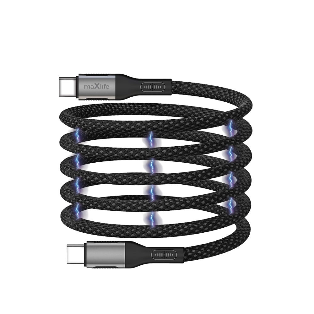 Daten- und Ladekabel USB-C - USB-C MaXlife MXUC-11 Magnetisch, 100W, 1m, Schwarz