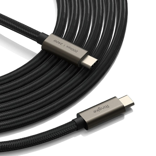 Câble de Données et de Charge USB-C - USB-C Ringke 2X2, 240W, 1m, Noir