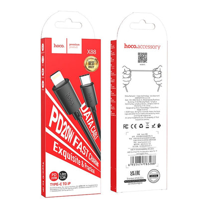 Câble de Données et de Charge USB-C - Lightning HOCO X88, 20W, 1m, Noir