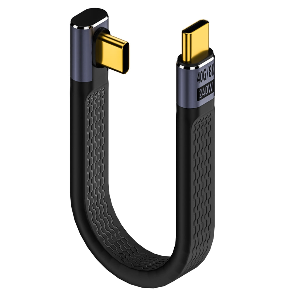 Câble de Données et de Charge USB-C - USB-C OEM Angled 8K Vidéo, 240W, 0.15m, Noir