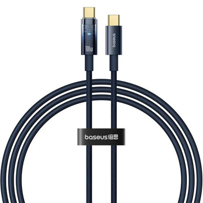 Câble de Données et de Charge USB-C - USB-C Baseus Explorer, 100W, 1m, Bleu Marine P10319704321-00
