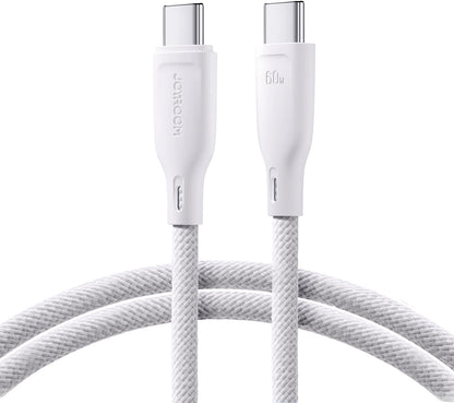 Câble de Données et de Charge USB-C - USB-C Joyroom Multi-Color S-A34, 60W, 1m, Blanc