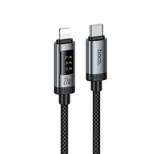 Câble de Données et de Charge USB-C - Lightning HOCO Display U148, 27W, 1.2m, Noir