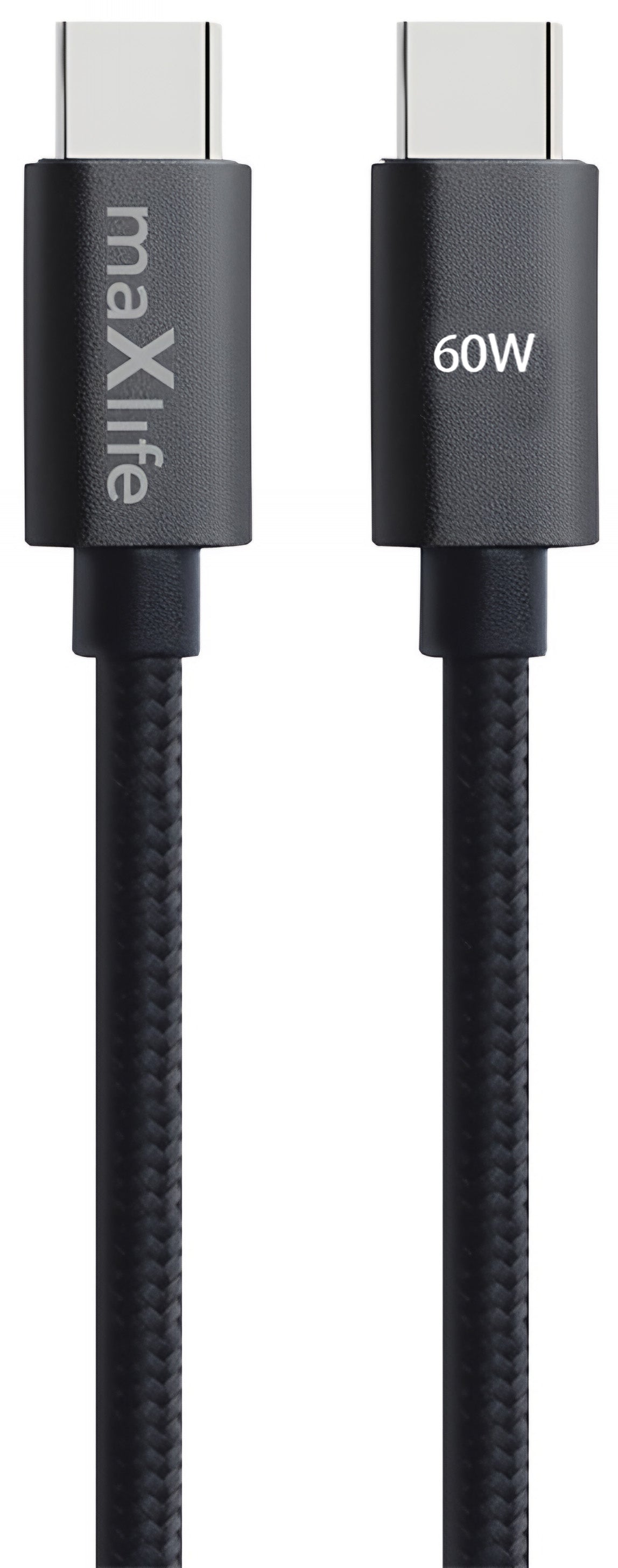 Câble de Données et de Charge USB-C - USB-C MaXlife MXUC-12, 60W, 1m, Noir