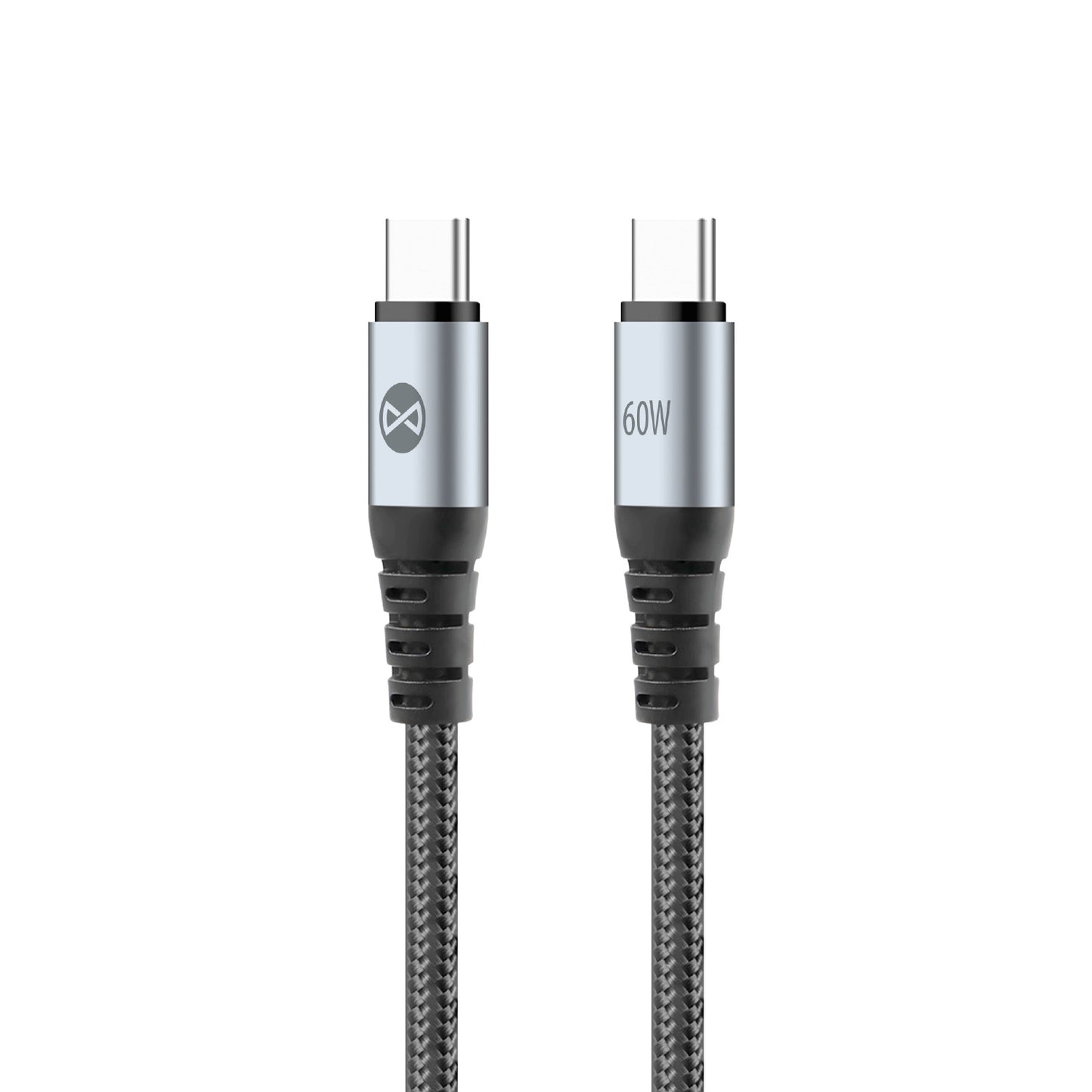 USB-C Daten- und Ladekabel - USB-C Forever Braix, 60W, 1m, Schwarz
