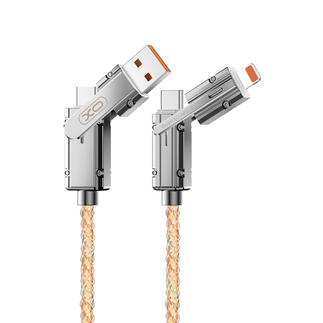 USB-C / USB-A - USB-C / Lightning Daten- und Ladekabel XO Design NB276, 60W, 1m, Grau