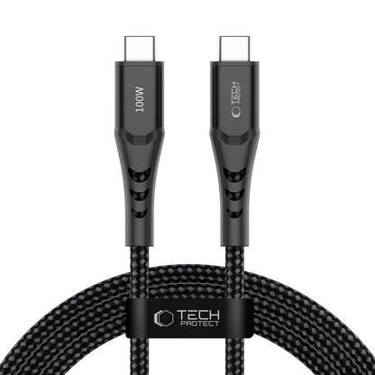 Câble de données et de charge USB-C - USB-C Tech-Protect UB11T Ultraboost, 100W, 2m, Noir