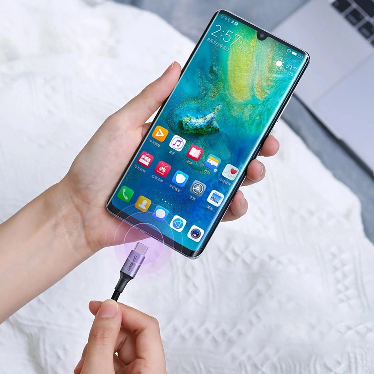 Câble de Données et de Charge USB-C - USB-C UGREEN US316, 100W, 3m, Gris