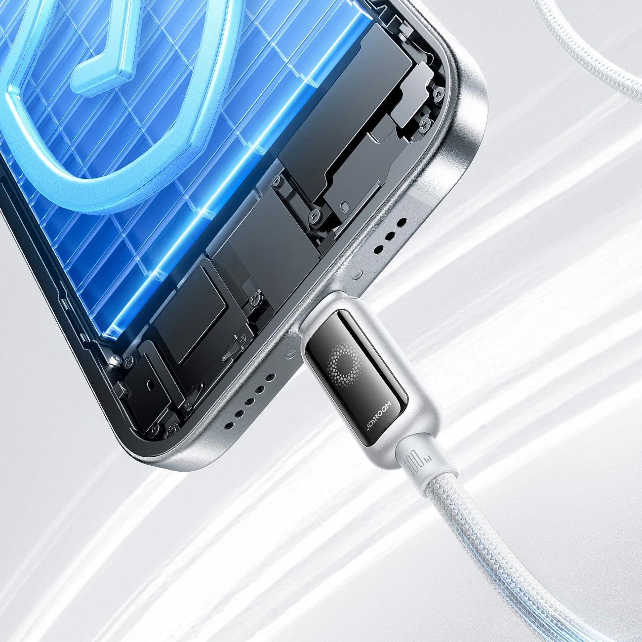 USB-C Data and Charging Cable - USB-C Joyroom S-A55 StarFlight Display, 100W, 1.2m, White