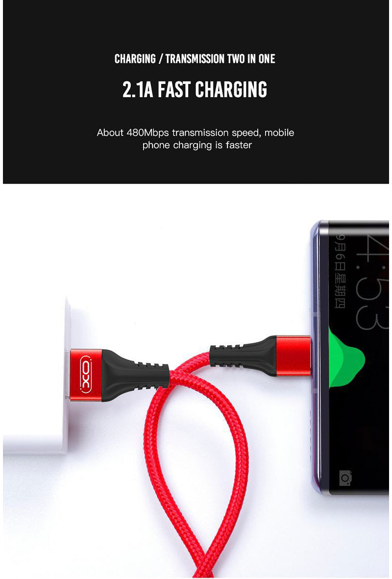 USB-A to microUSB Data and Charging Cable XO Design NB118, 18W, 1m, Red