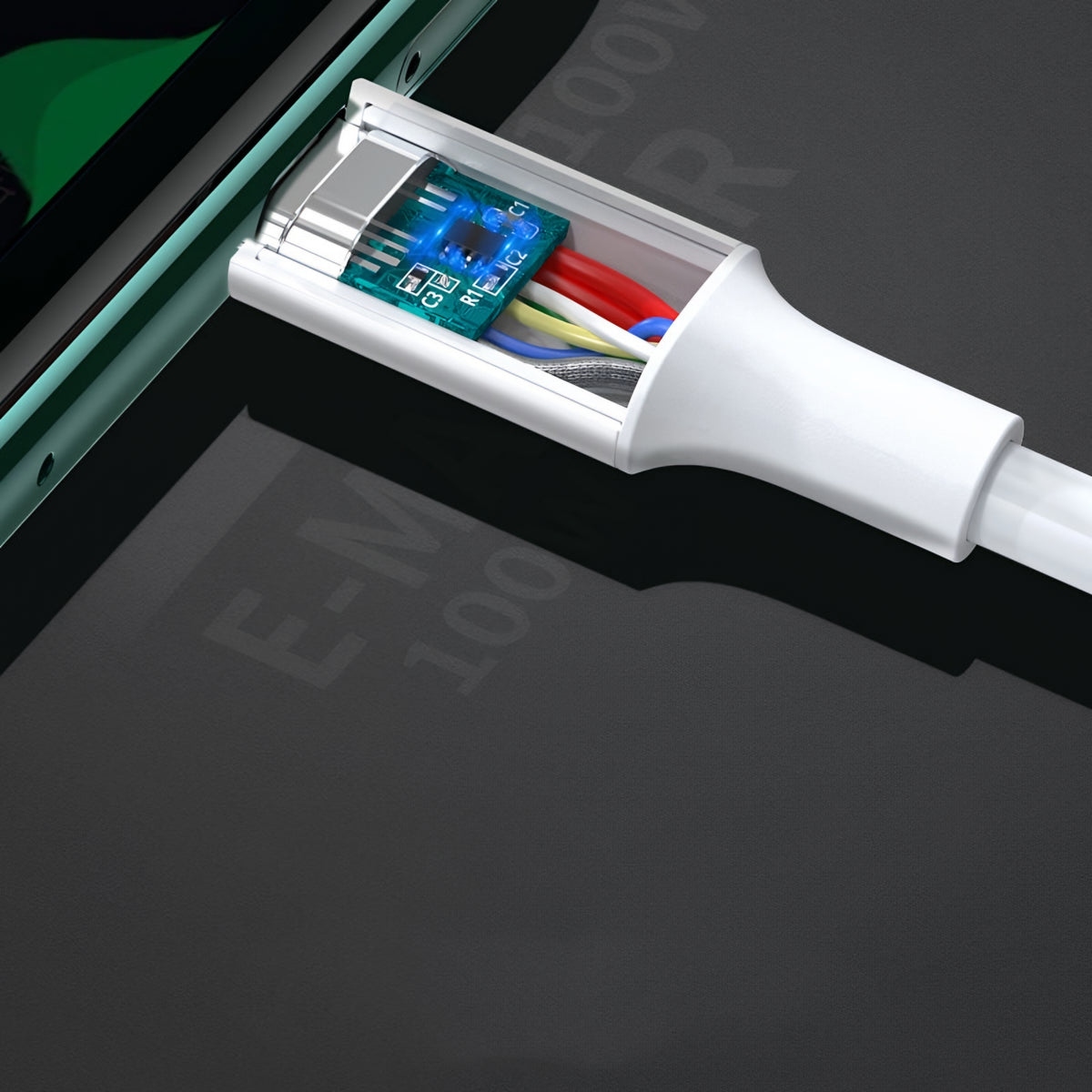 Câble de Données et de Charge USB-C - USB-C UGREEN US300, 100W, 2m, Blanc