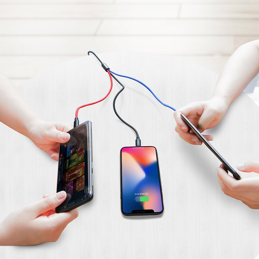 Cavo di Ricarica USB-A - Lightning / microUSB / USB-C Baseus Colors 3in1, 20W, 1.2m, Nero CAMLT-BSY01