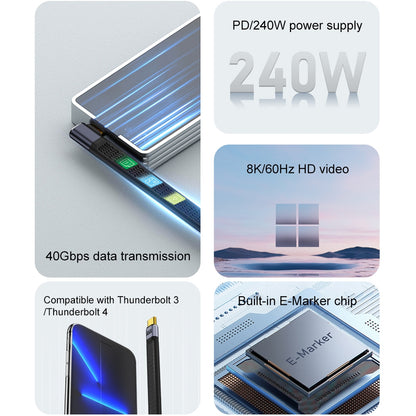 Cavo Dati e Ricarica USB-C - USB-C OEM Angled 8K Video Version 3, 240W, 0.15m, Nero