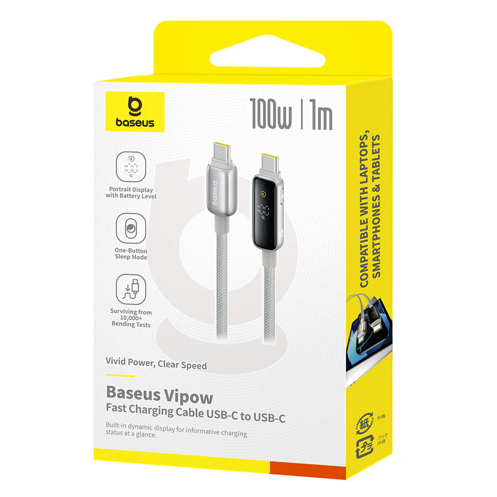 USB-C Daten- und Ladekabel - USB-C Baseus Vipow Display, 100W, 1m, Grau P10381802851-00