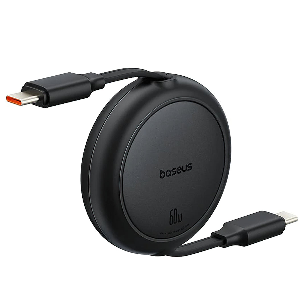 Câble de Données et de Charge USB-C - USB-C Baseus Free2Pull Mini Rétractable, 60W, 1m, Noir P10364500111-01