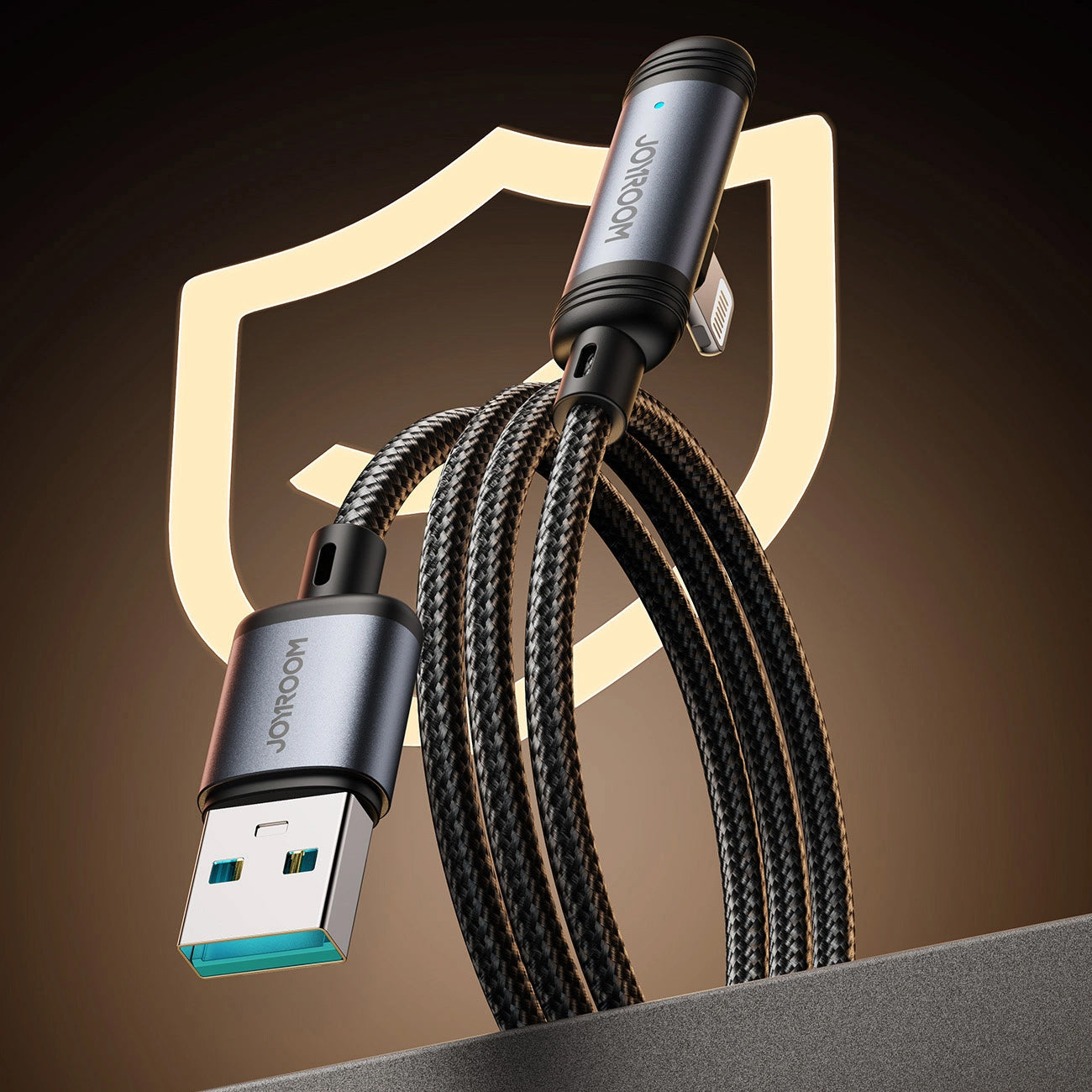 Câble de Données et de Charge USB-A - Lightning Joyroom S-A56 EnjoyX Angled, 18W, 1.2m, Noir
