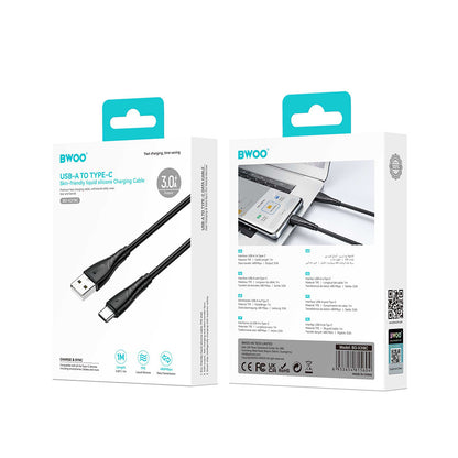 Daten- und Ladekabel USB-A - USB-C BWOO BO-X318C, 27W, 1m, Schwarz