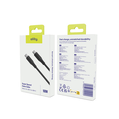 Câble de Données et de Charge USB-C - USB-C Allity. AUC-02, 100W, 1m, Noir