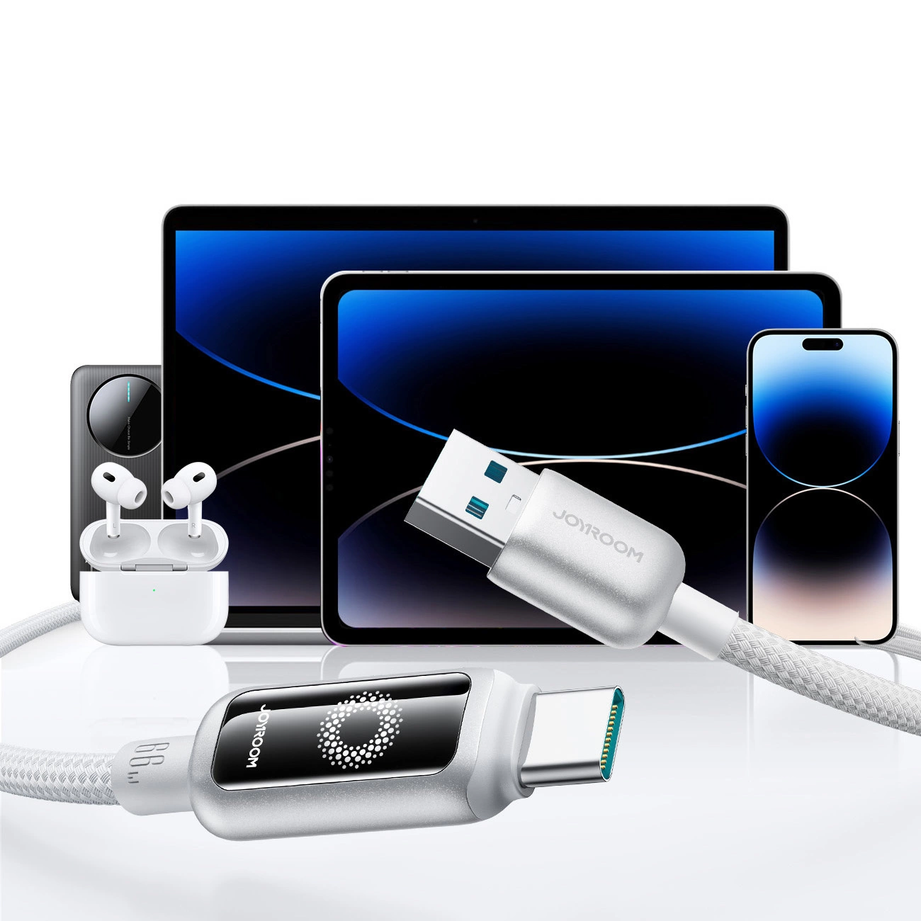 Daten- und Ladekabel USB-A - USB-C Joyroom S-A55 StarFlight Display, 66W, 1.2m, Weiß