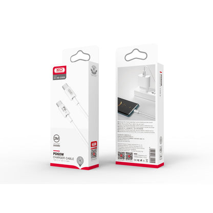 Câble de Données et de Charge USB-C - USB-C XO Design NB-Q190B, 60W, 2m, Blanc